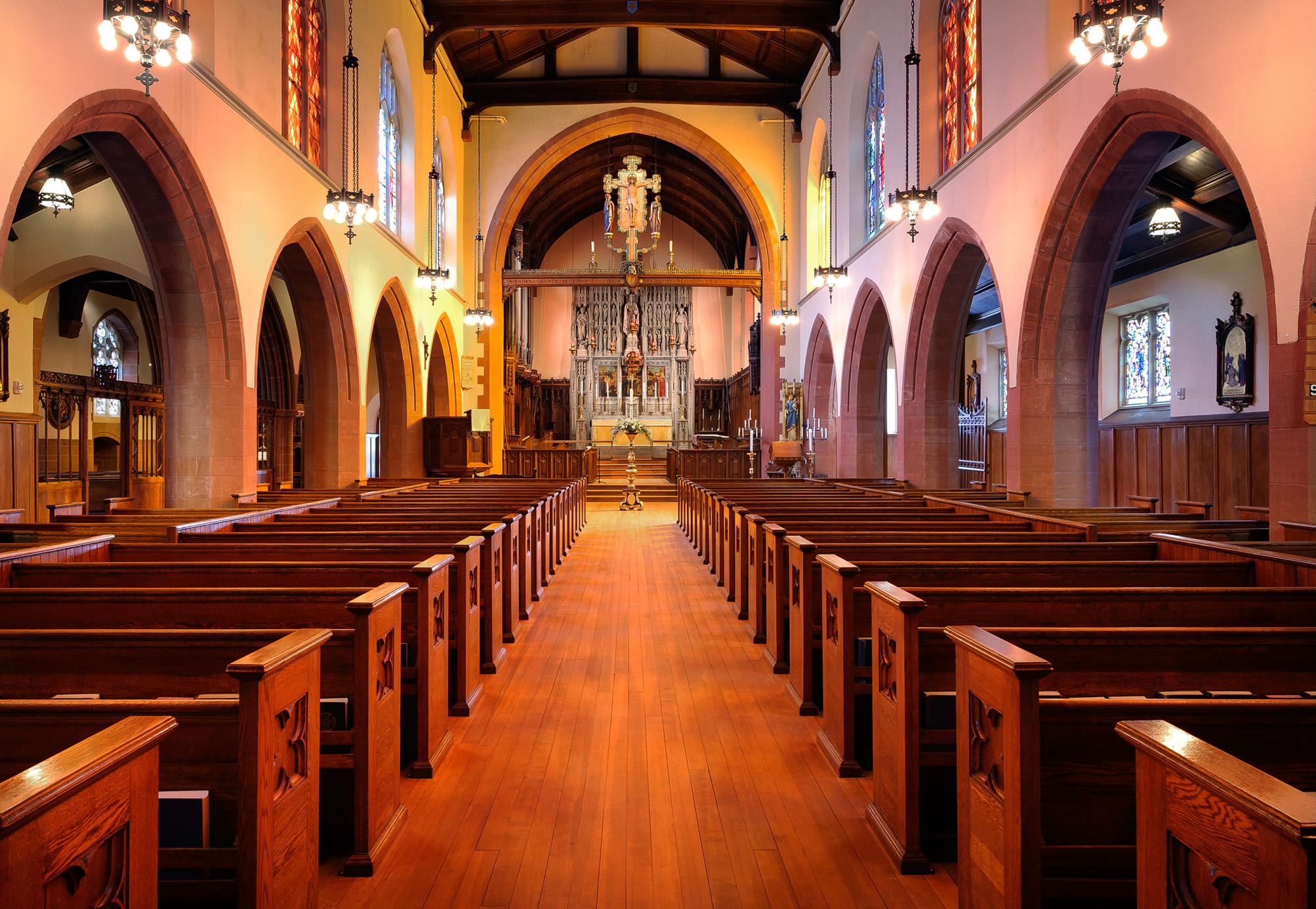 Tower at noon, photo credit: Ashmont 2014 All Saints Ashmont nave as restored credit Consigli